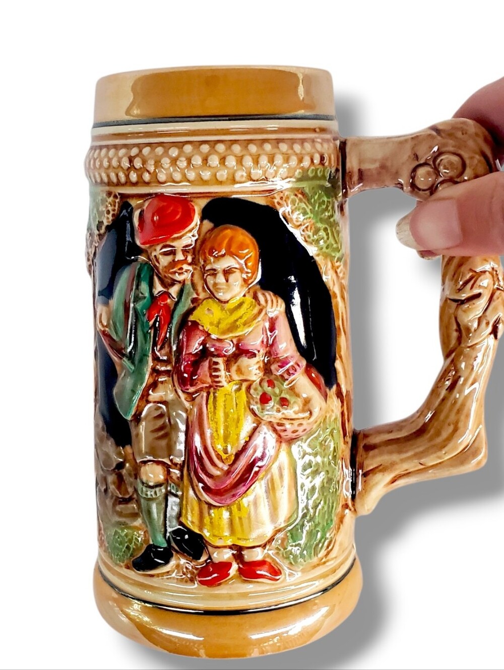 Vintage 1960s German Style Ceramic Beer Stein Mug. Made in Japan. 7in